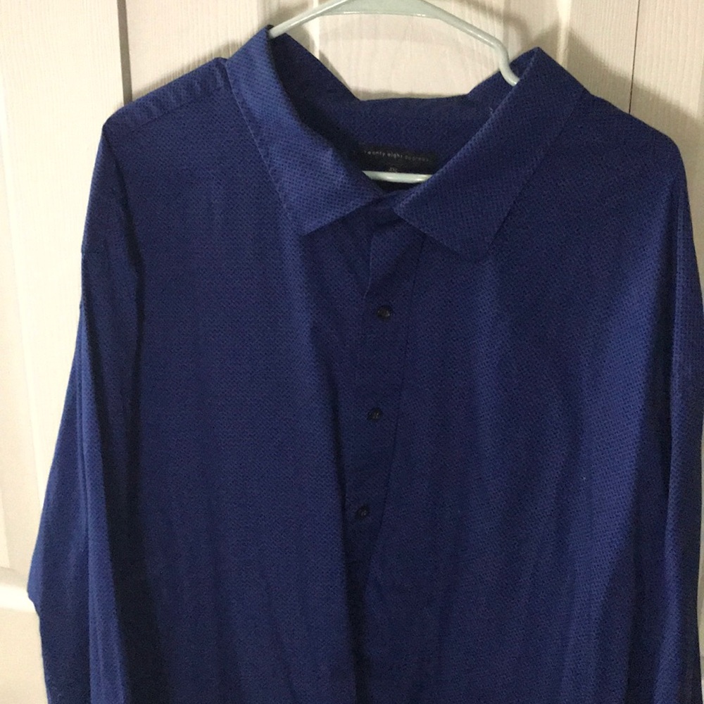 Blue and black casual button down shirt